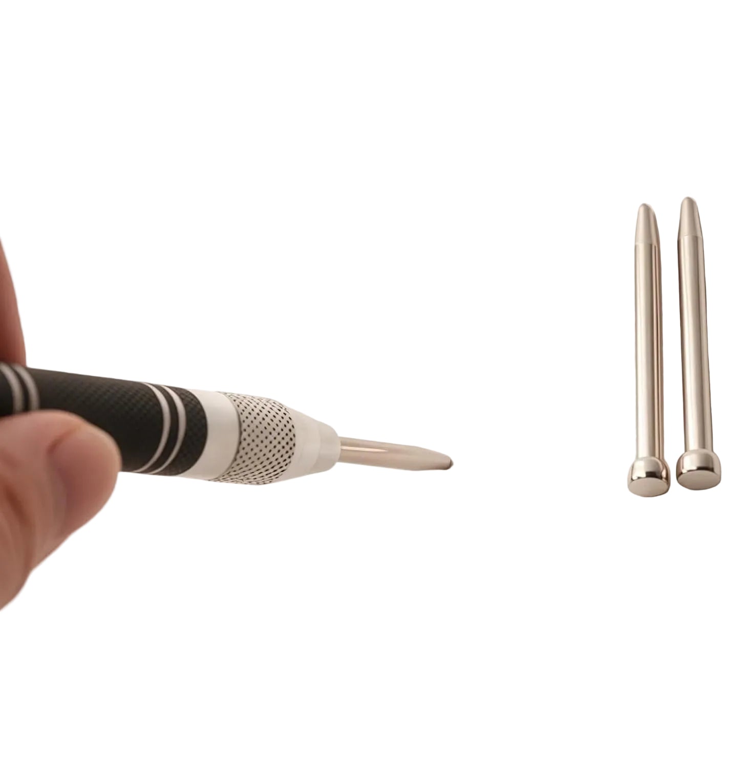 Zentraler Automatik-Körner mit 2 zusätzlichen Stahlspitzen (12,7 cm) – Robustes, rostfreies Präzisionswerkzeug mit verstellbarer Spannung